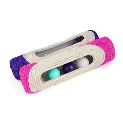 Pet Cat Rolling Sisal Scratching Post Trapped With 3 Ball Training Novely Toy
